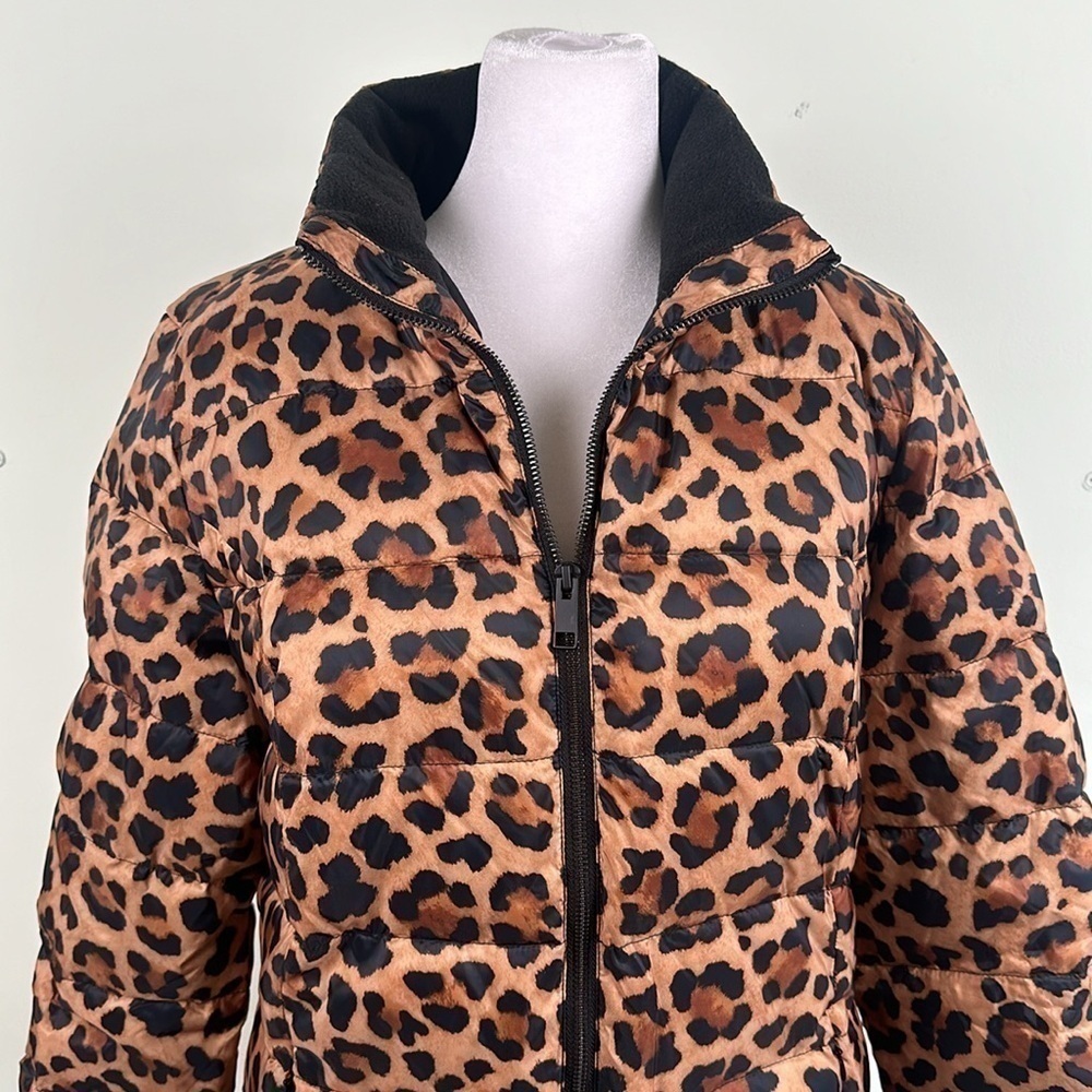 G.I.L.I. Zip Front Fleece Lined Printed Puffer Jacket in Leopard Size XS NWOT - Picture 5 of 14